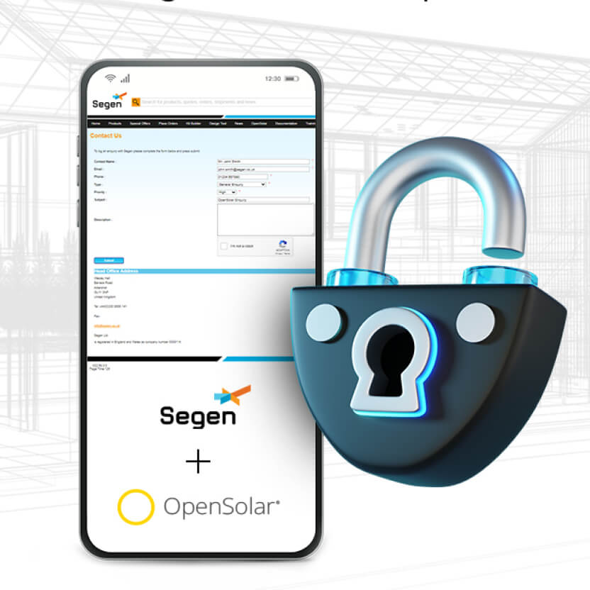 phone with Segen and OpenSolar dashboard and lock