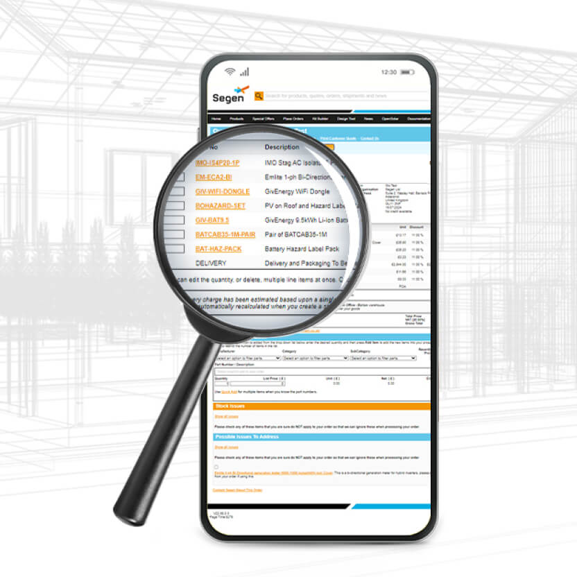 magnifying glass over mobile with Segen portal